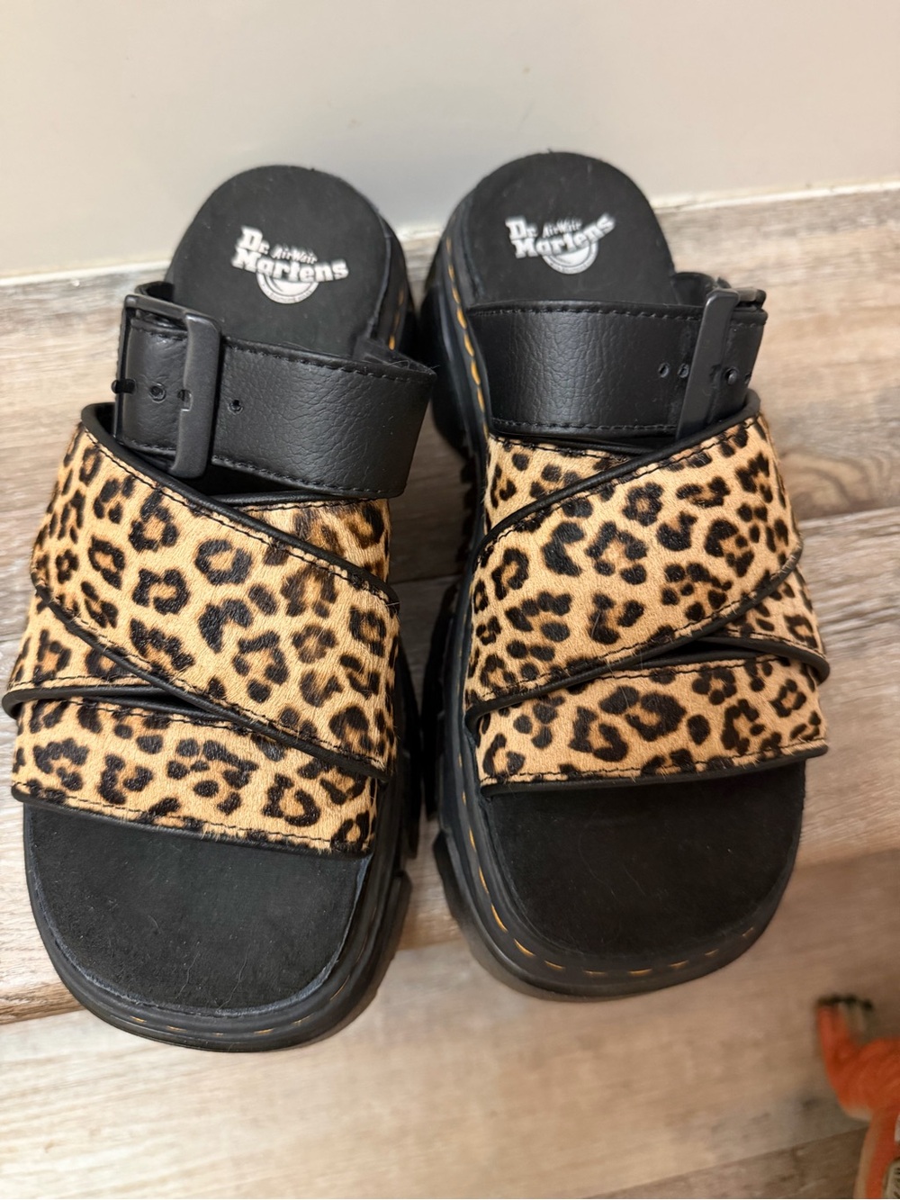 Dr. Martens Leopard Print Platform Sandals